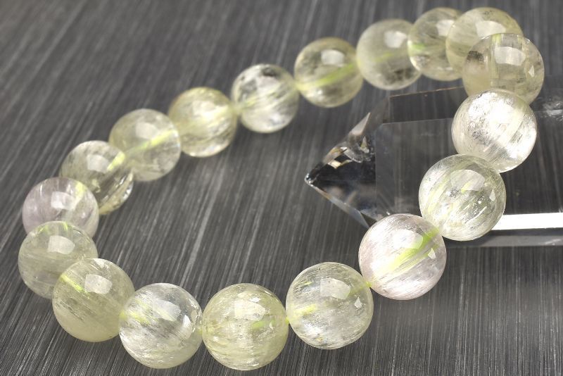 １点物 AAA透明 キャッツアイ効果 クンツァイト ヒデナイト 11 mm ブレスレット パワーストーン 天然石 _U 7909