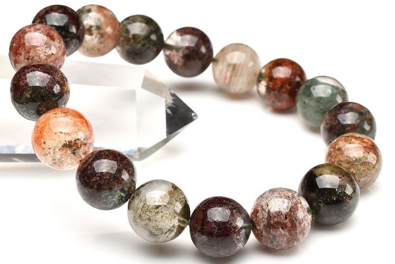 1点物 マルチ クリア ガーデンクォーツ 12.5mm ブレスレット パワーストーン 天然石 _U7962