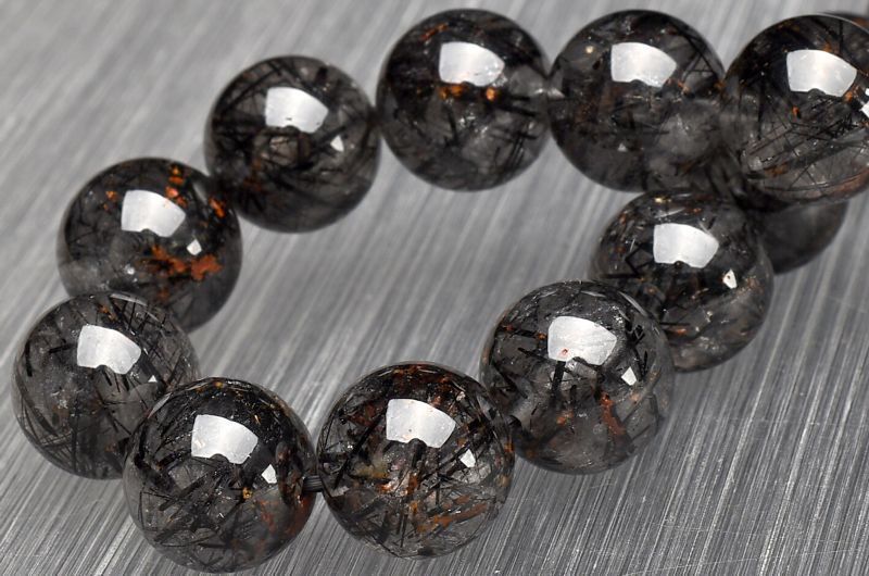 1点物 AA 高透明 ブラックトルマリンインクォーツ 11.5mm ブレスレット パワーストーン 天然石 _U7968