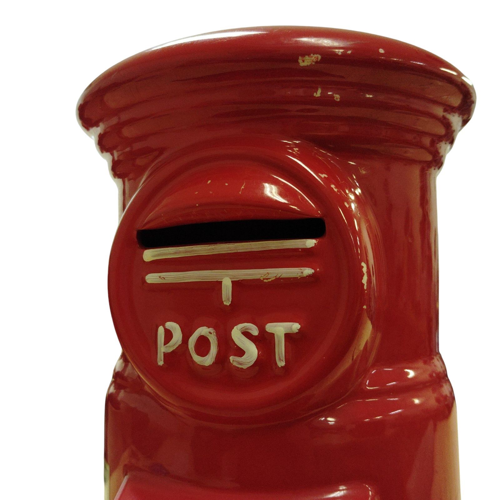 X11168 貯金箱 ポスト型 特大 赤 陶器製 置物 インテリア インテリア