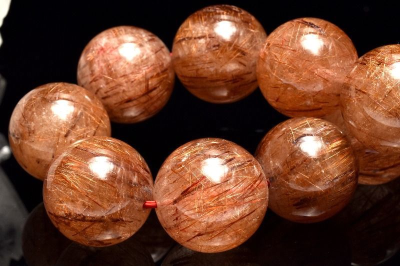 １点物 濃密内包 レッドブロンズルチルクォーツ 16-16.5 mm ブレスレット パワーストーン 天然石 _MC 759