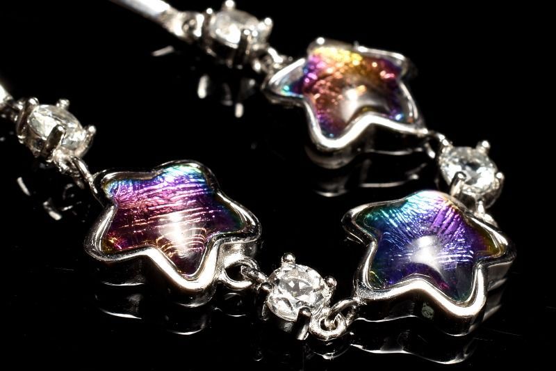 1点物 シルバー925 メテオライト アルタイ隕石 8x8mm オーロラコーティング スター ブレスレット パワーストーン 天然石 _MC1010