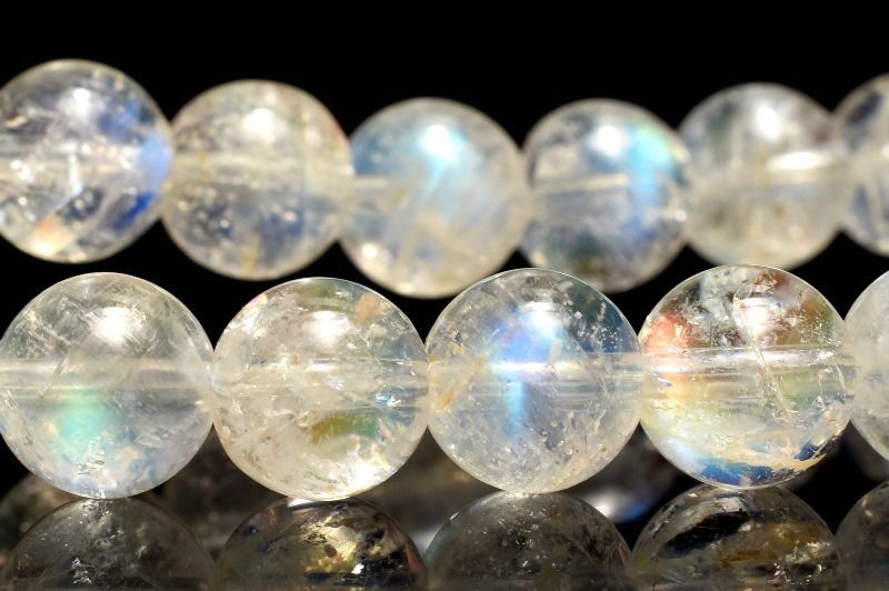 1点物 AAAオーロラシラー マダガスカル産 レインボームーンストーン 6mm ブレスレット パワーストーン 天然石 _MC1022