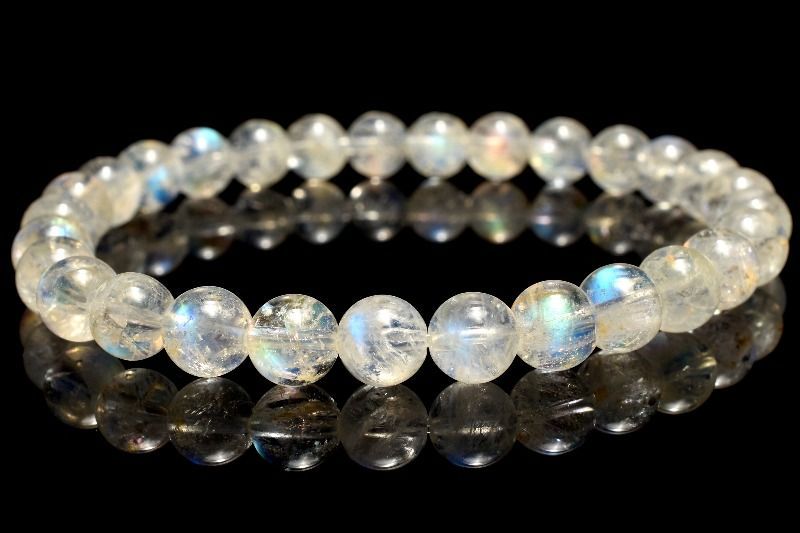１点物 AAAオーロラシラー マダガスカル産 レインボームーンストーン 6 mm ブレスレット パワーストーン 天然石 _MC 1022