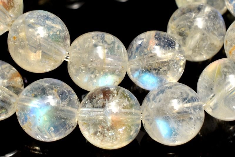  １点物 AAAオーロラシラー マダガスカル産 レインボームーンストーン 6 mm ブレスレット パワーストーン 天然石 _MC 1022 ブレスレット バングル アクセサリー