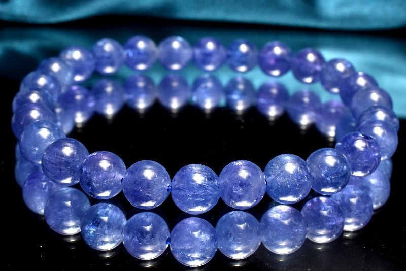 1点物 AAAA 群青色の結晶 タンザナイト 7mm ブレスレット パワーストーン 天然石 _MC1029