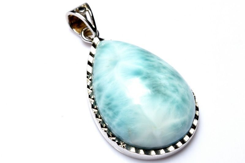 1点物】シルバー925◇カリブ海の宝石 ラリマー 26x18mm ドロップ
