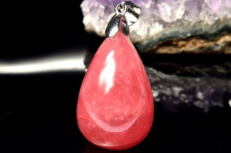 １点物 AAA アルゼンチン産 シルバー925 インカローズ 23x14mm ドロップ ペンダントトップ パワーストーン 天然石 _PC7182