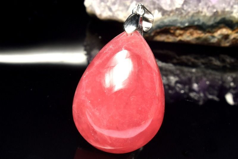 1点物 AAA アルゼンチン産 シルバー925 インカローズ 24x17mm ドロップ ペンダントトップ パワーストーン 天然石 _PC7187