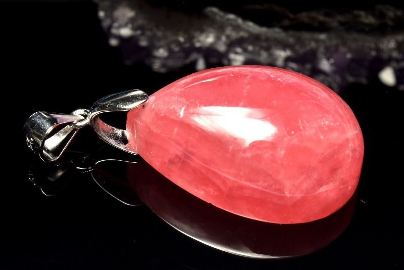 １点物 AAA アルゼンチン産 シルバー925 インカローズ 24 x 17 mm ドロップ ペンダントトップ パワーストーン 天然石 _PC 7187