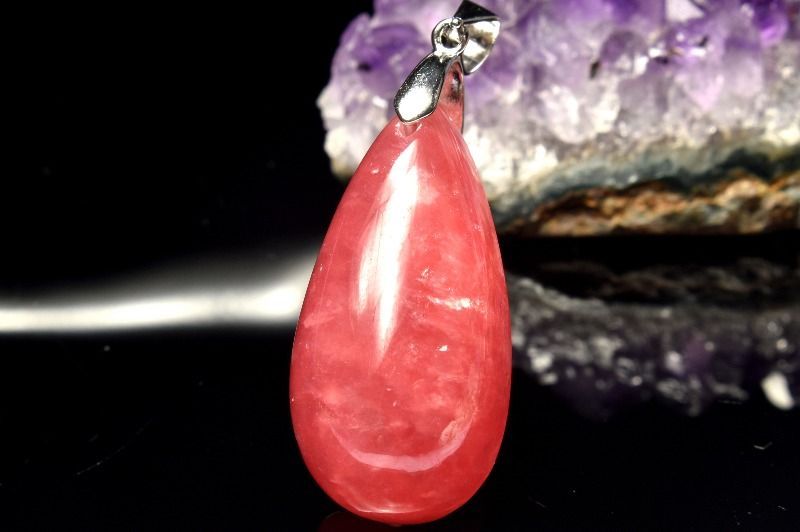 1点物 AAA アルゼンチン産 シルバー925 インカローズ 28x14mm ドロップ ペンダントトップ パワーストーン 天然石 _PC7188