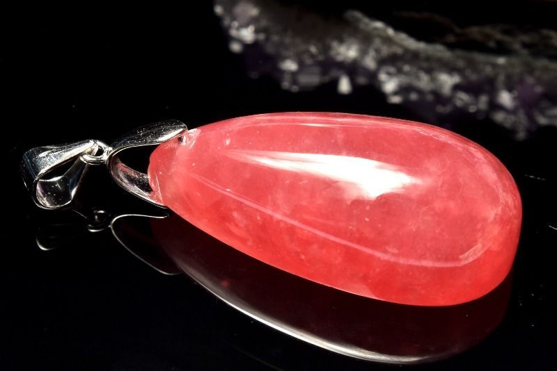 １点物 AAA アルゼンチン産 シルバー925 インカローズ 28 x 14 mm ドロップ ペンダントトップ パワーストーン 天然石 _PC 7188