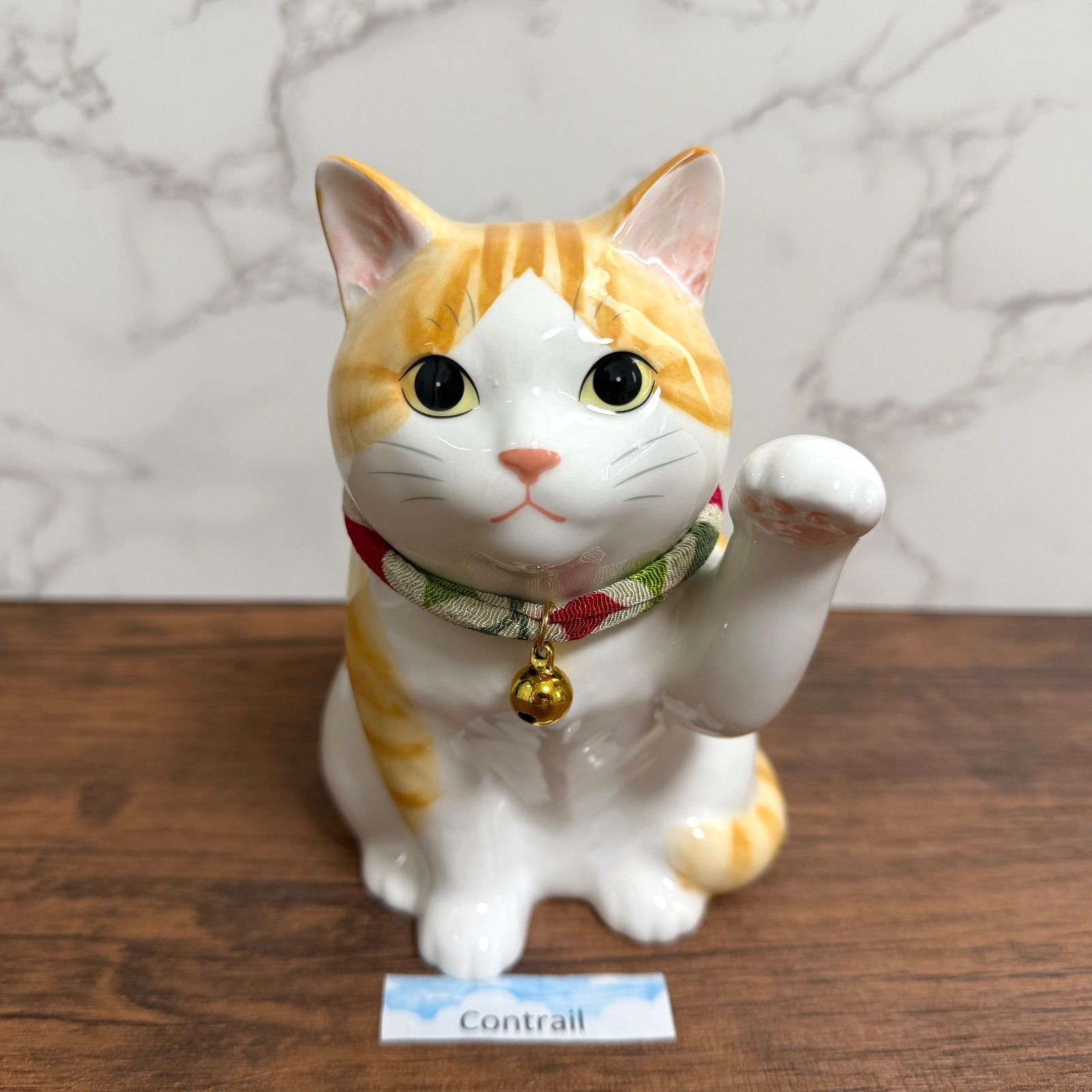 招き猫 うちの招き猫(とら) トラ猫 ハチワレ 薬師窯 左手 千客万来