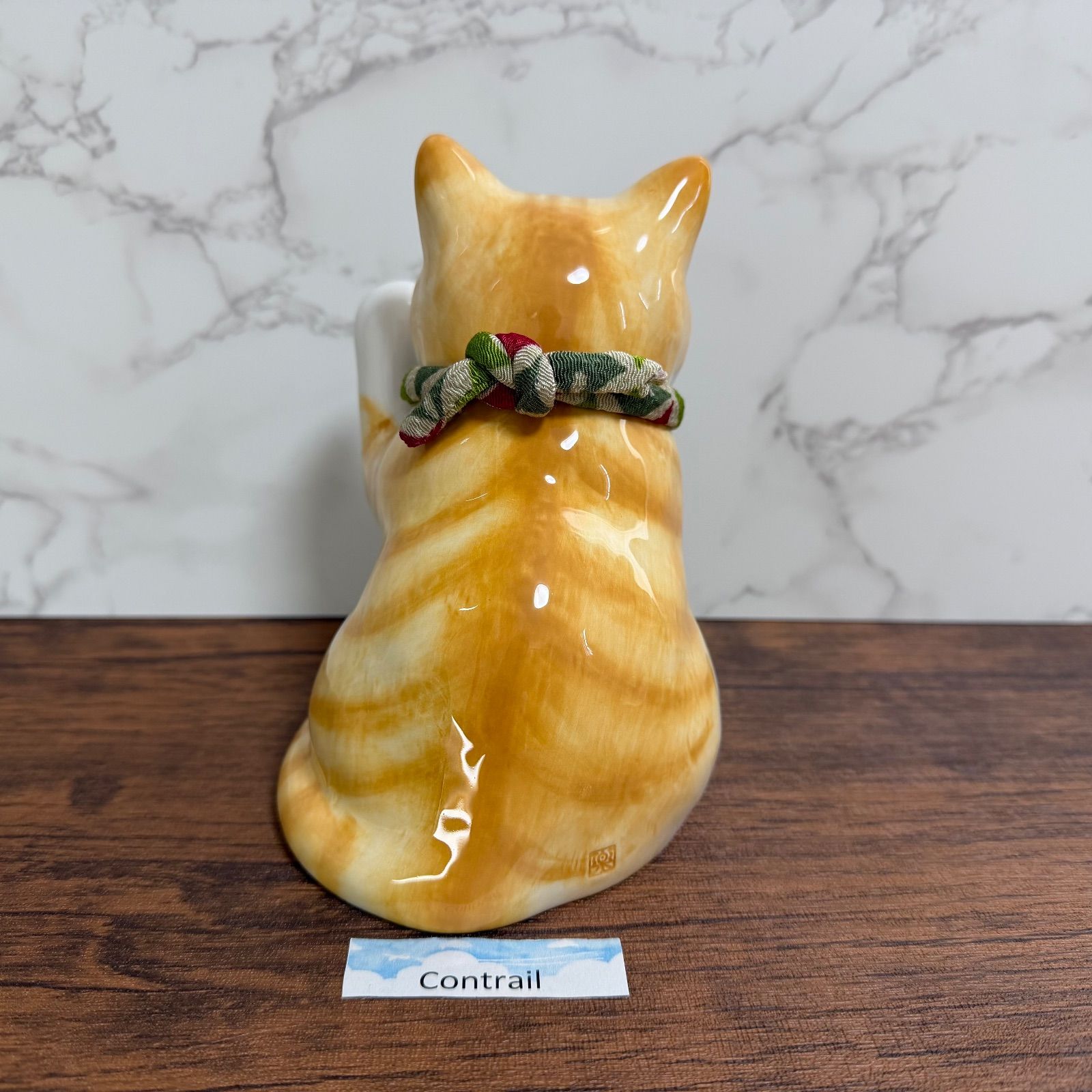 招き猫 うちの招き猫(とら) トラ猫 ハチワレ 薬師窯 左手 千客万来