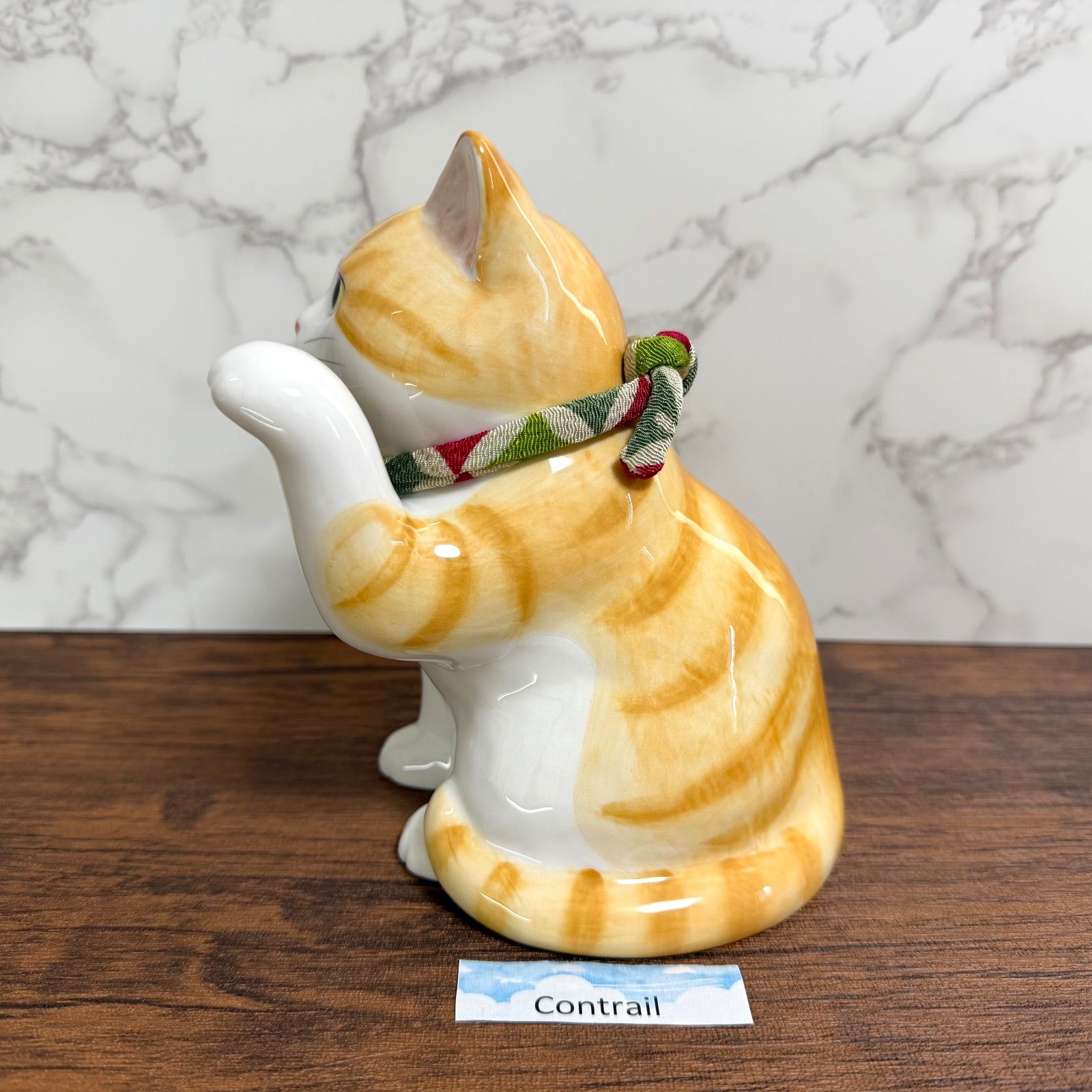 招き猫 うちの招き猫(とら) トラ猫 ハチワレ 薬師窯 左手 千客万来