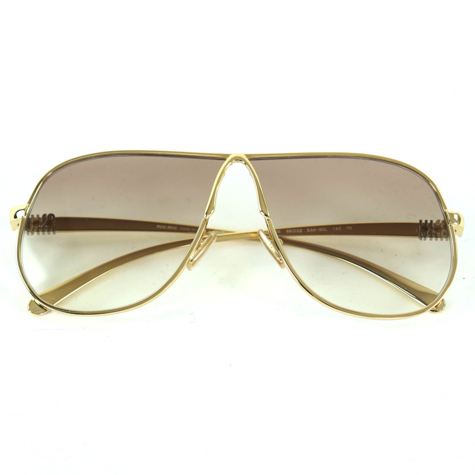 MIUMIU ミュウミュウ SMU A56 ティアドロップ アイウェア サングラス ゴールド 66 02 デモレンズ 箱 保存袋付き イタリア製 レディース