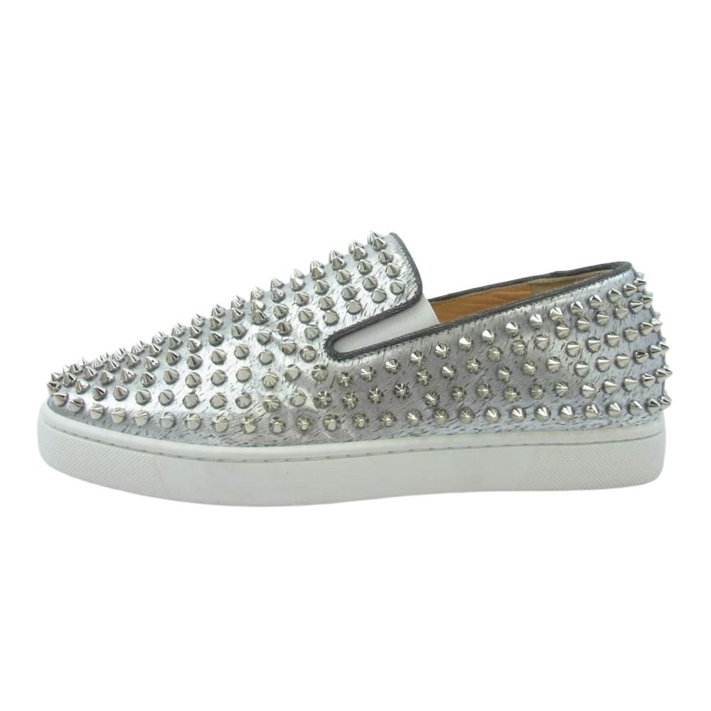 Christian Louboutin クリスチャンルブタン 1160512 ROLLER BOAT FLAT LAMINATO ANIMAL ローラーボート スタッズ スリッポン シルバー系 40