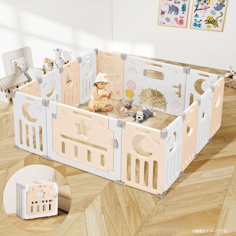 D 9220 ベビーサークル プレイヤード ベビーゲート ベビーフェンス 折りたたみ おもちゃパネル ドア付き 高さ60 cm 赤ちゃん キッズ ベビー用品 Dripex セット イエロー ホワイト