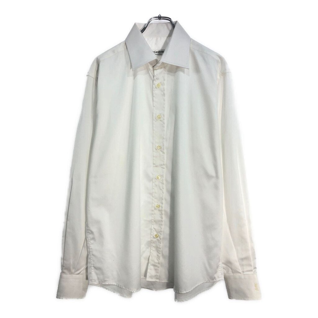 90年代 イタリア製 YVES SAINT LAURENT イヴ サンローラン 長袖シャツ ホワイト メンズ 17 古着 V6044