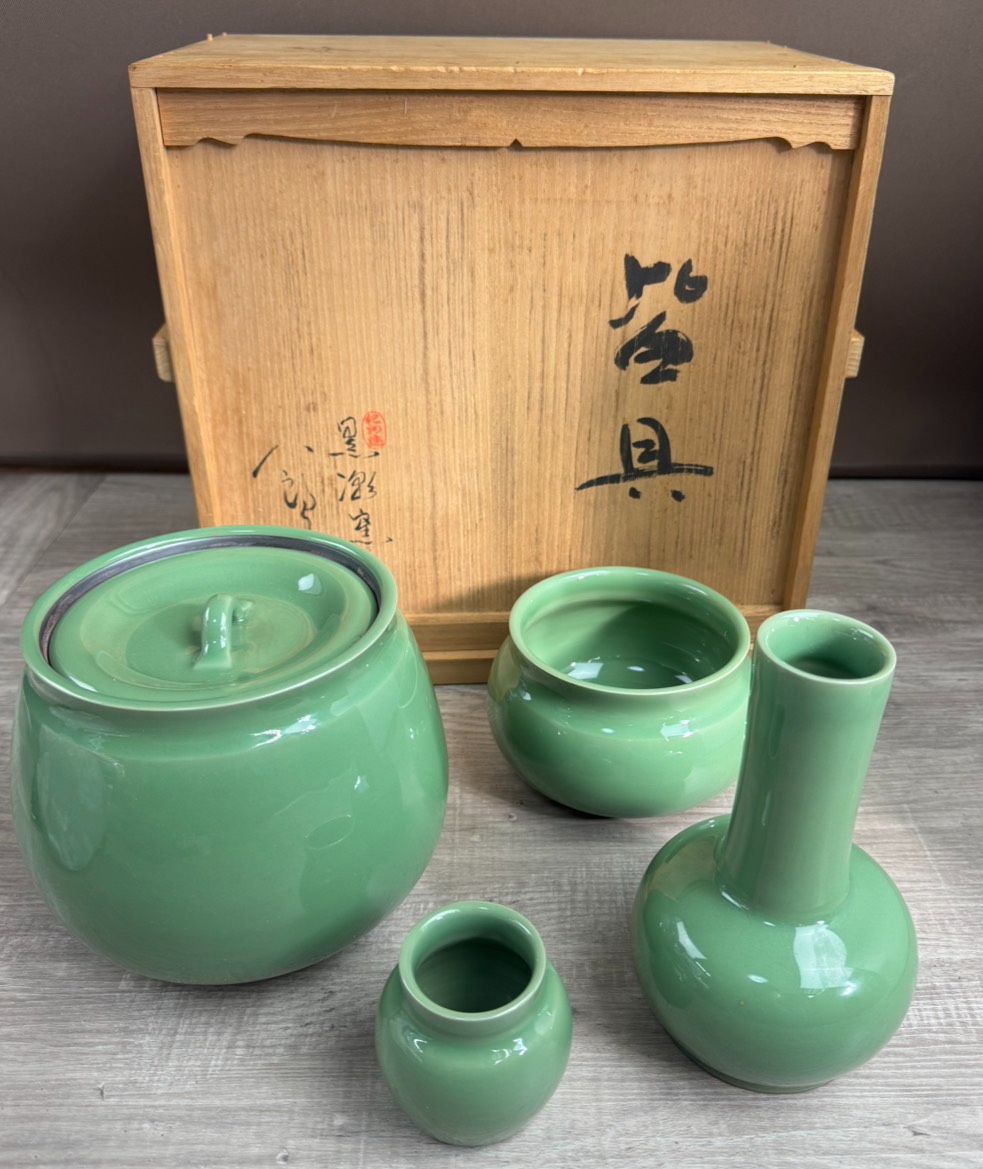 皆具 寒川八郎作 黒潮窯 茶道具 木箱入り 茶道 皆具一式