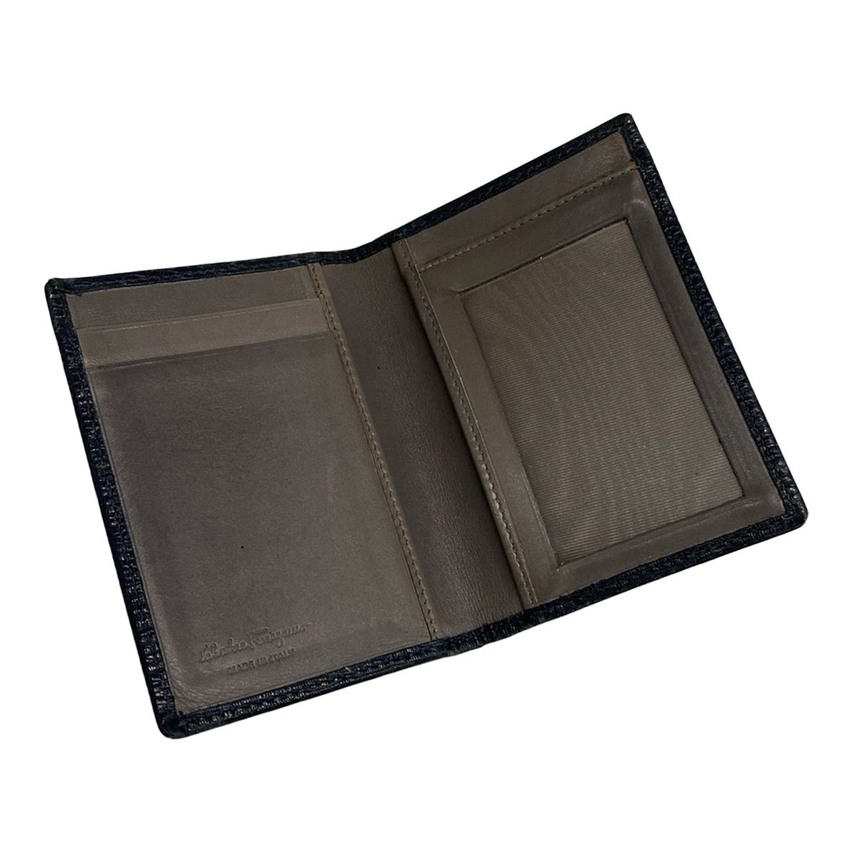  FERRAGAMO SalvatoreFerragamo サルバトーレフェラガモ カードケース - ダークネイビー パスケース付き レザー カードケース 小物