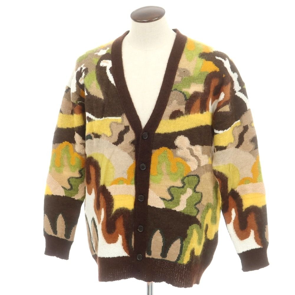 ディースクエアード DSQUARED2 アルパカ混コットンウール カーディガン ブラウンxベージュ サイズXL メンズ