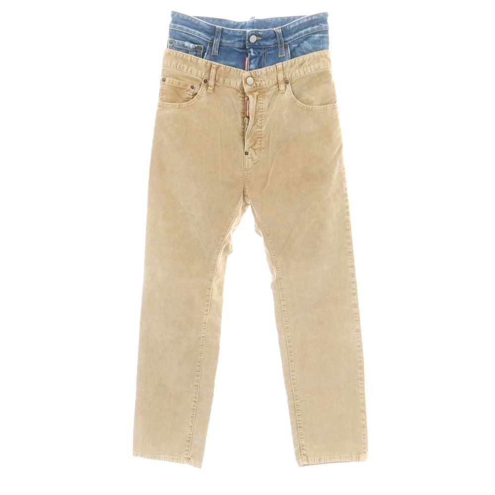 ディースクエアード DSQUARED2 642 Twin Pack Jean ストレッチ コットン コーデュロイパンツ ベージュxブルー サイズ44 メンズ