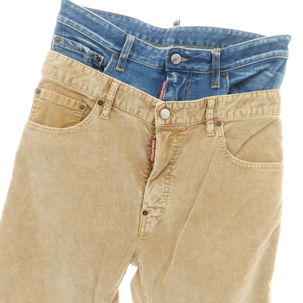 ディースクエアード DSQUARED2 642 Twin Pack Jean ストレッチ コットン コーデュロイパンツ ベージュxブルー サイズ46 メンズ