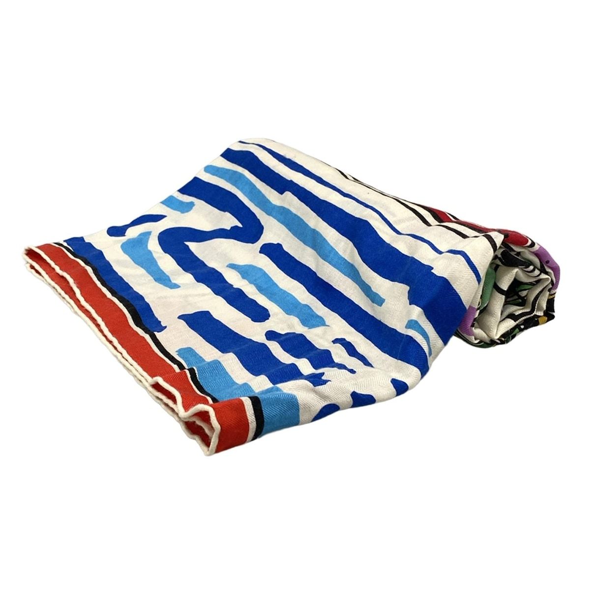 HERMES エルメス ストール ショール カレ140 白×グリーン×マルチ RayUResd eTe カシミヤ シルク