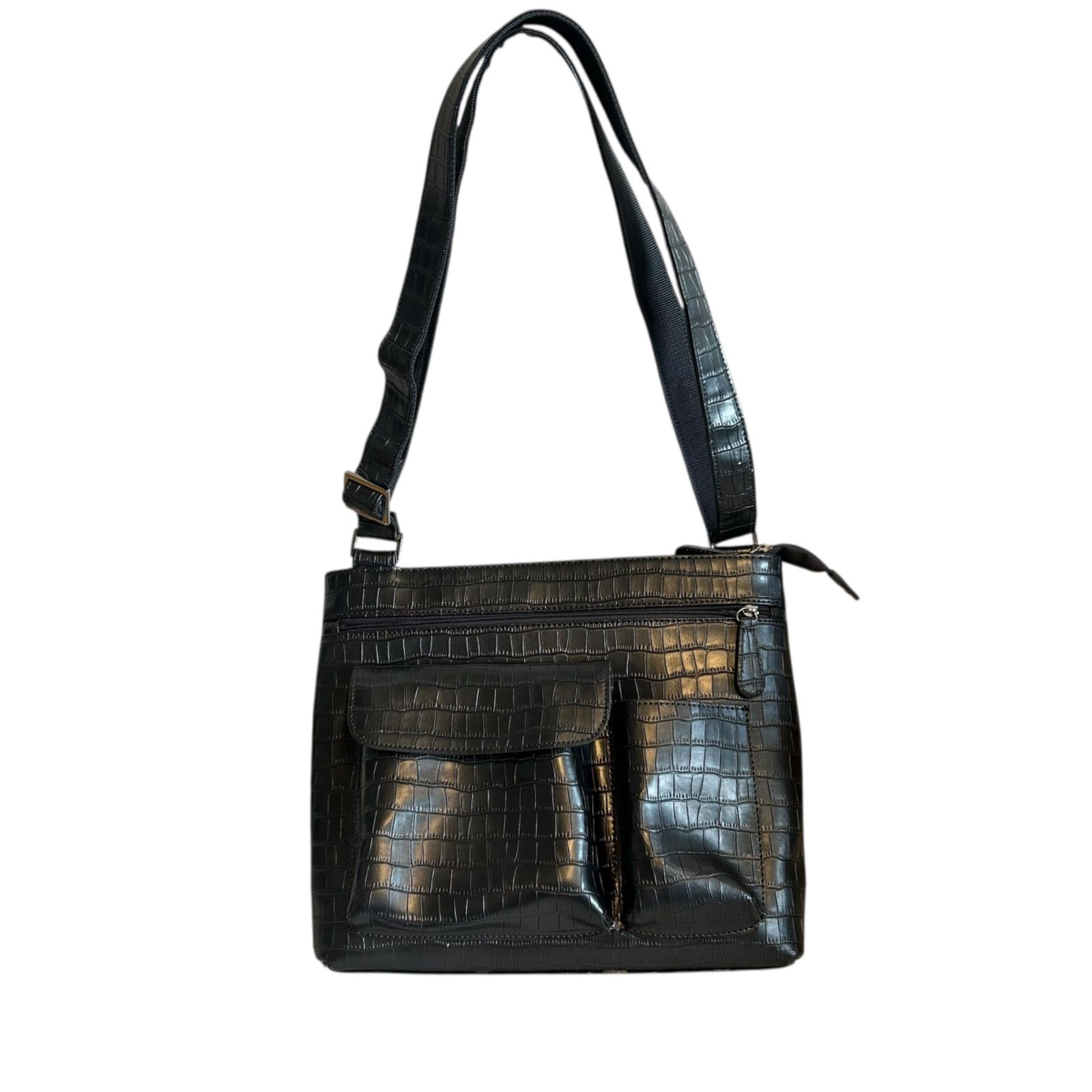 Z1606 HAMANO 傳濱野 ハマノ ショルダーバッグ クロコダイル グレー