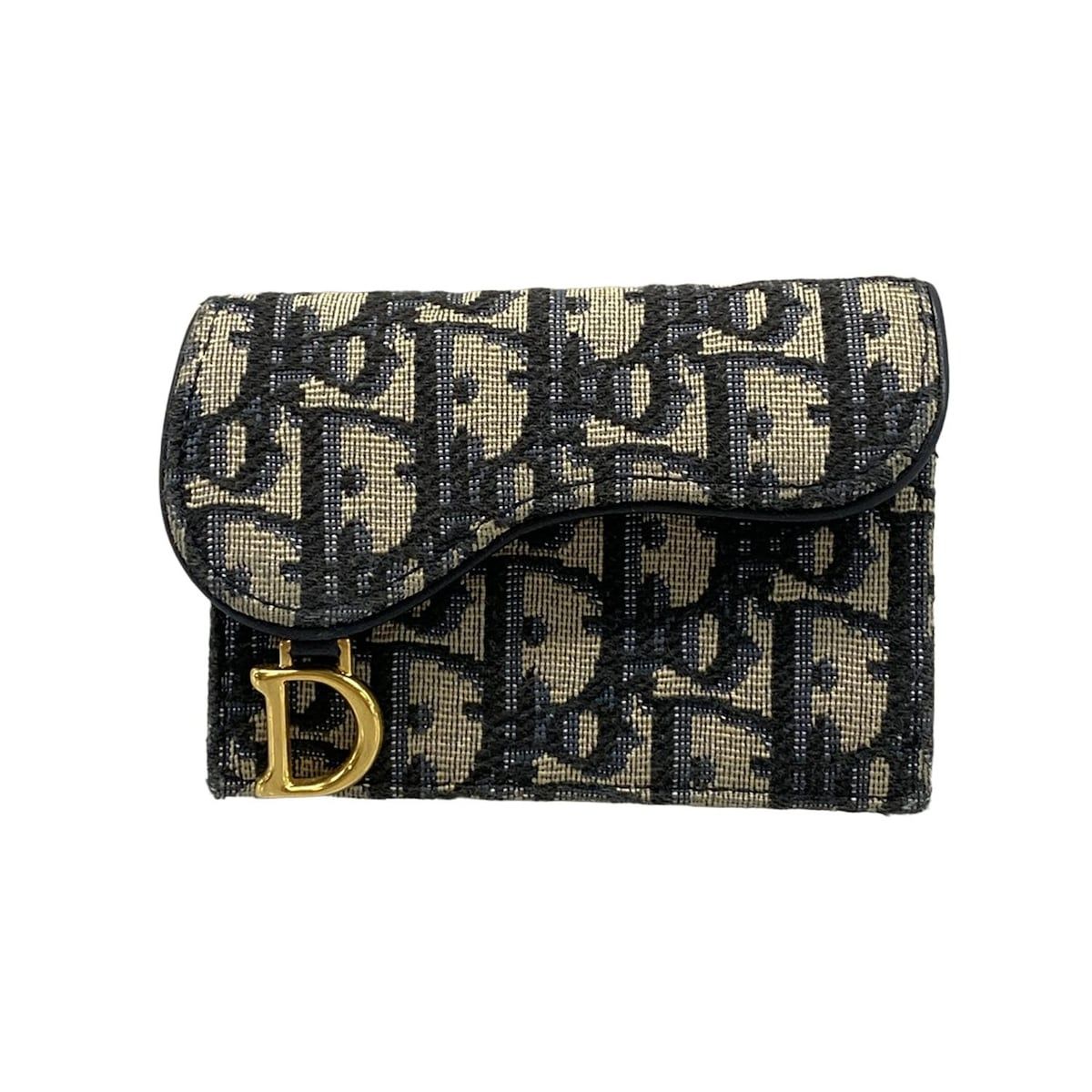 ディオール クリスチャンディオール 名刺入れ サドル フラップ カードホルダー S5611CTZQ_M928 ネイビー×ベージュ レザー