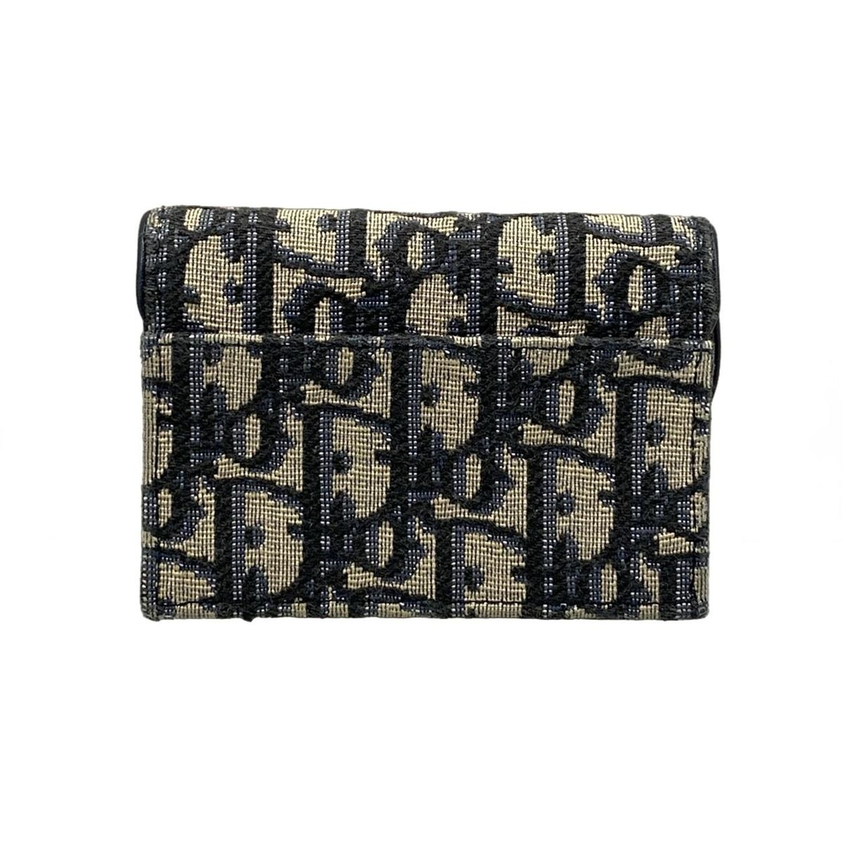 ディオール クリスチャンディオール 名刺入れ サドル フラップ カードホルダー _M 928 ネイビー×ベージュ レザー