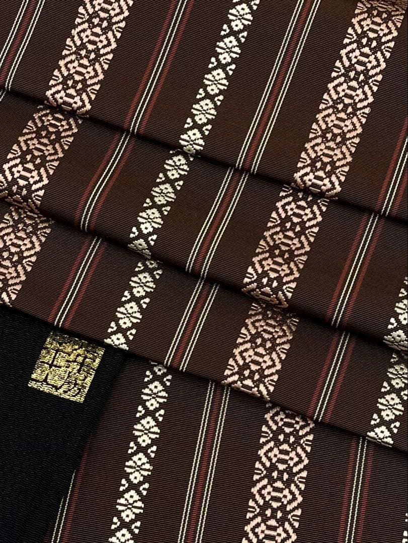 博多織 伝統 千年工房 岡野 八寸名古屋帯 松葉仕立て 正絹 D 147