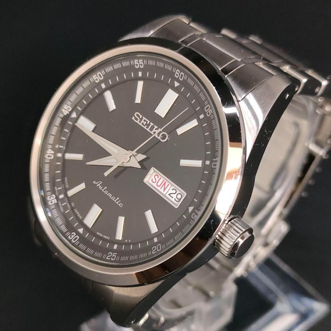 759-18 極美品 SEIKO セイコー 4R36 ブラック シルバー 自動巻き