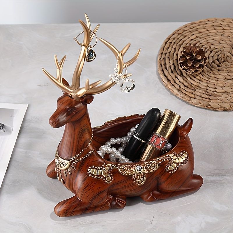 小物入れ 鍵置き 置物 インテリア オブジェ 座っているトナカイ 装飾 イベント おしゃれ 玄関 鍵 収納ボックス 雑貨 オシャレ 樹脂