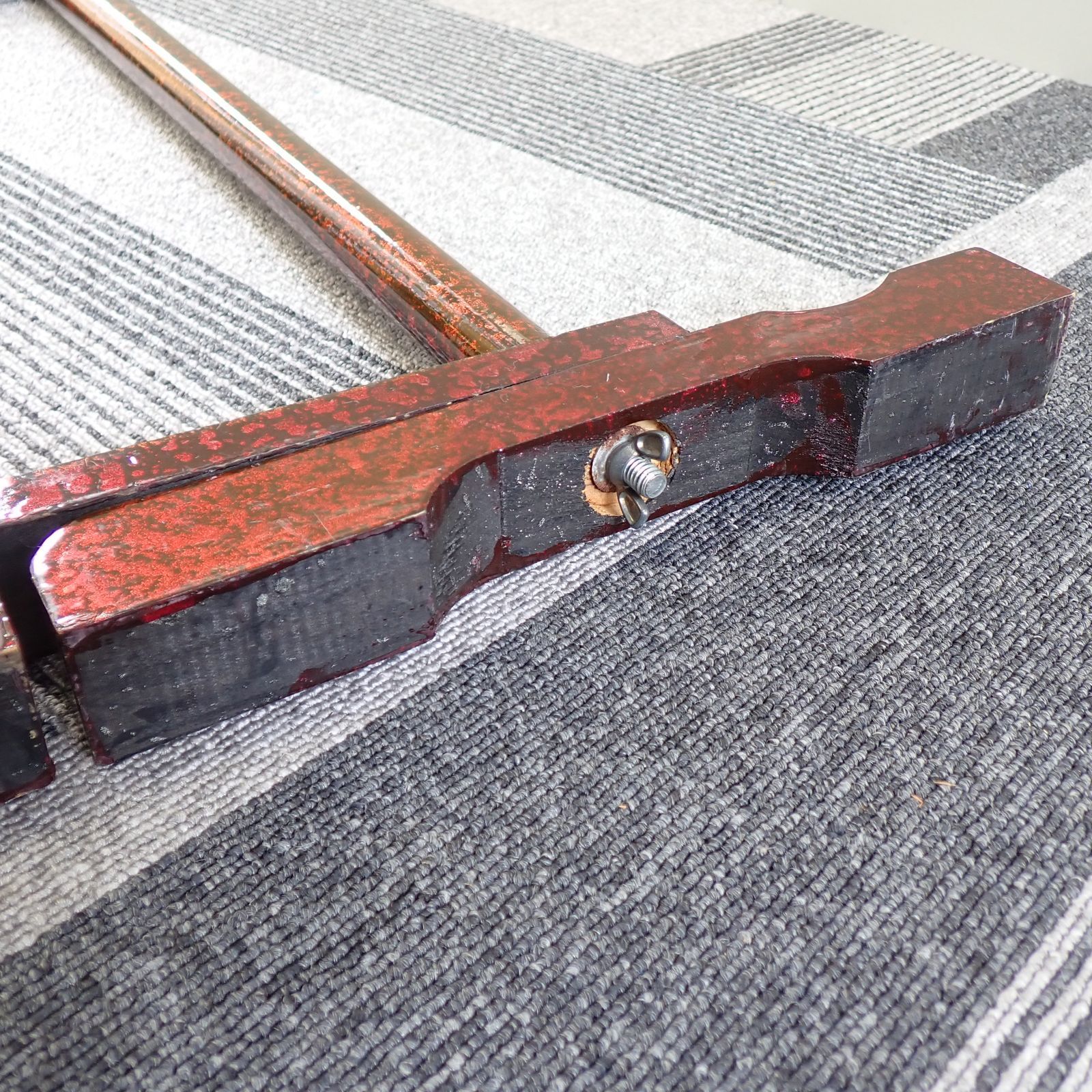 衣桁 帯掛 タオル掛 手ぬぐい掛け 上部横幅42.5cm×高120.5cm 木製 朱塗