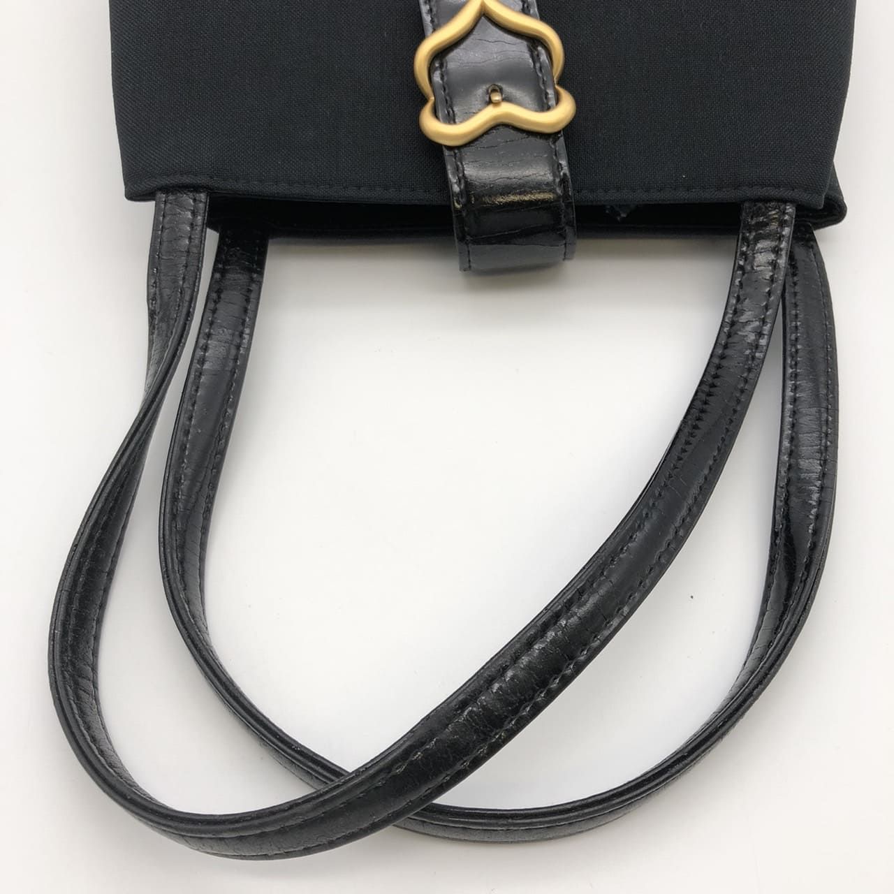 SAINT LAURENT】ブラック レザーハンドバッグ / ゴールド金具 
