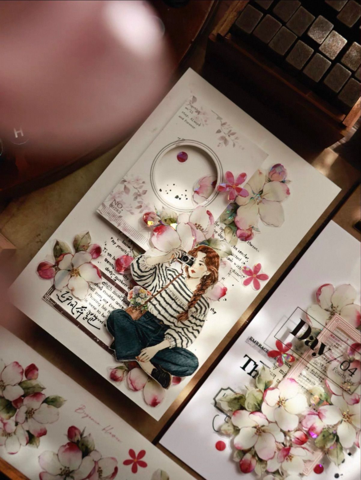 贝壳光 海棠花 ダイカット加工 5.5cm×6m 120cm/loop 海外マスキング