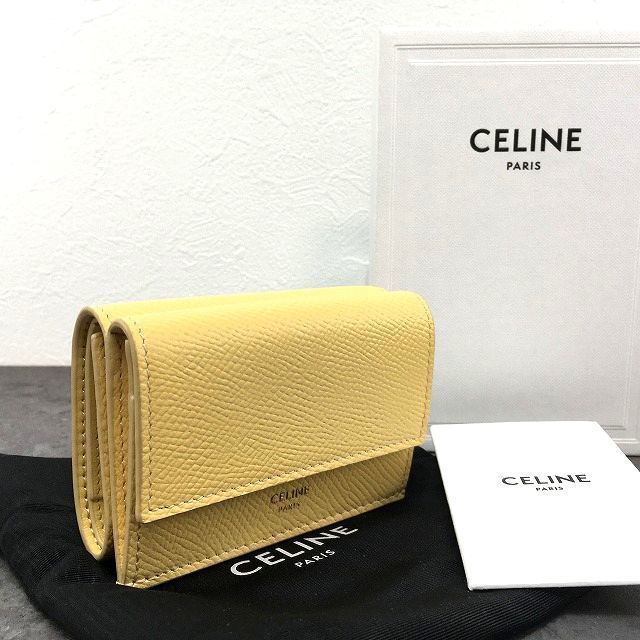 396 み CELINE コンパクトウォレット フォールデット イエロー き