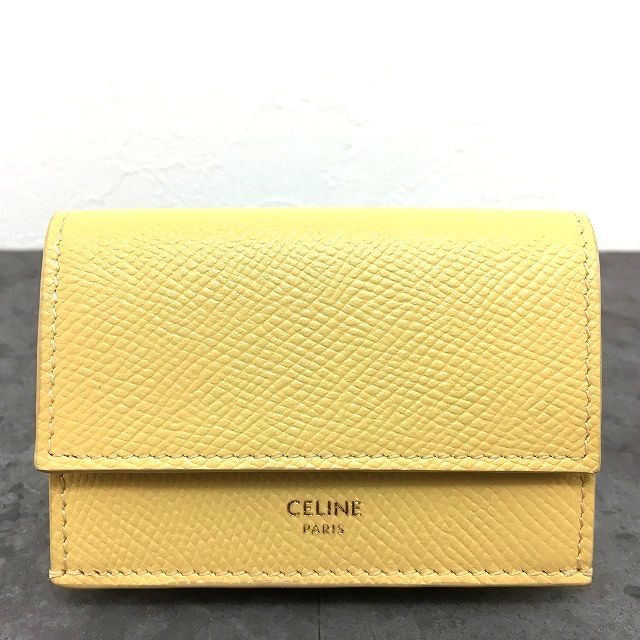 396 み CELINE コンパクトウォレット フォールデット イエロー き