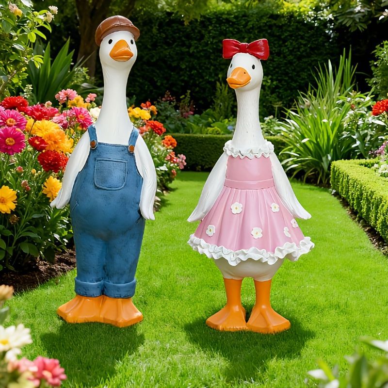 置物 オブジェ ガーデンオーナメント 服を着ているアヒル あひる ダック 女の子 男の子 2種類 屋外 屋内 室内 インテリア 玄関 リビング ダイニング 装飾 庭 ガーデニング ガーデン ギフト インテリア用品 贈り物 雑貨 樹脂