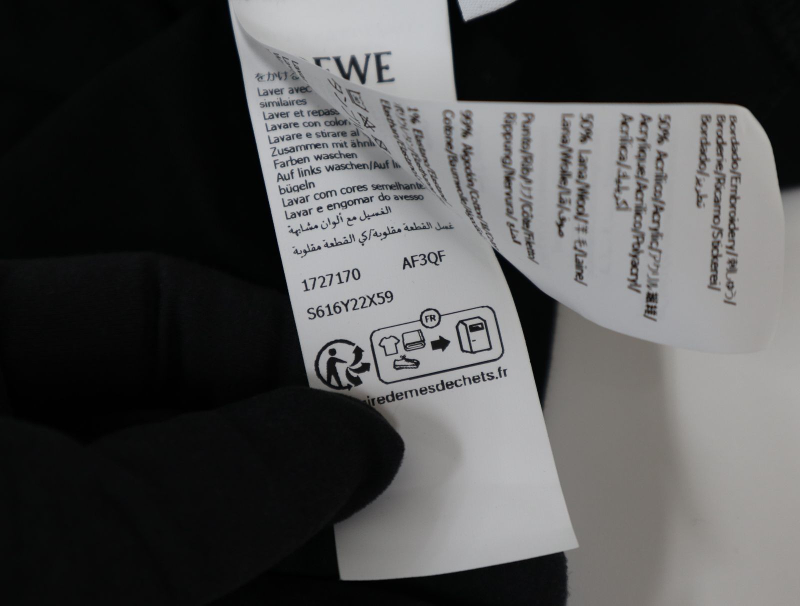  LOEWE ロエベ Tシャツ レディース コットン アナグラム刺繍 クルーネック ブラック サイズXS 半袖 カットソー 半袖(Tシャツ) Tシャツ カットソー