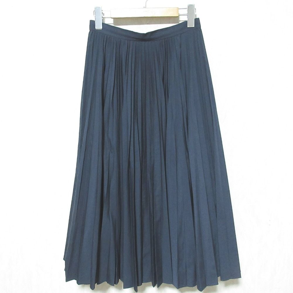 24SS Theory セオリー SLEEK POPLIN SUNBURST MIDI プリーツスカート サイズ2 ネイビー レディース 古着