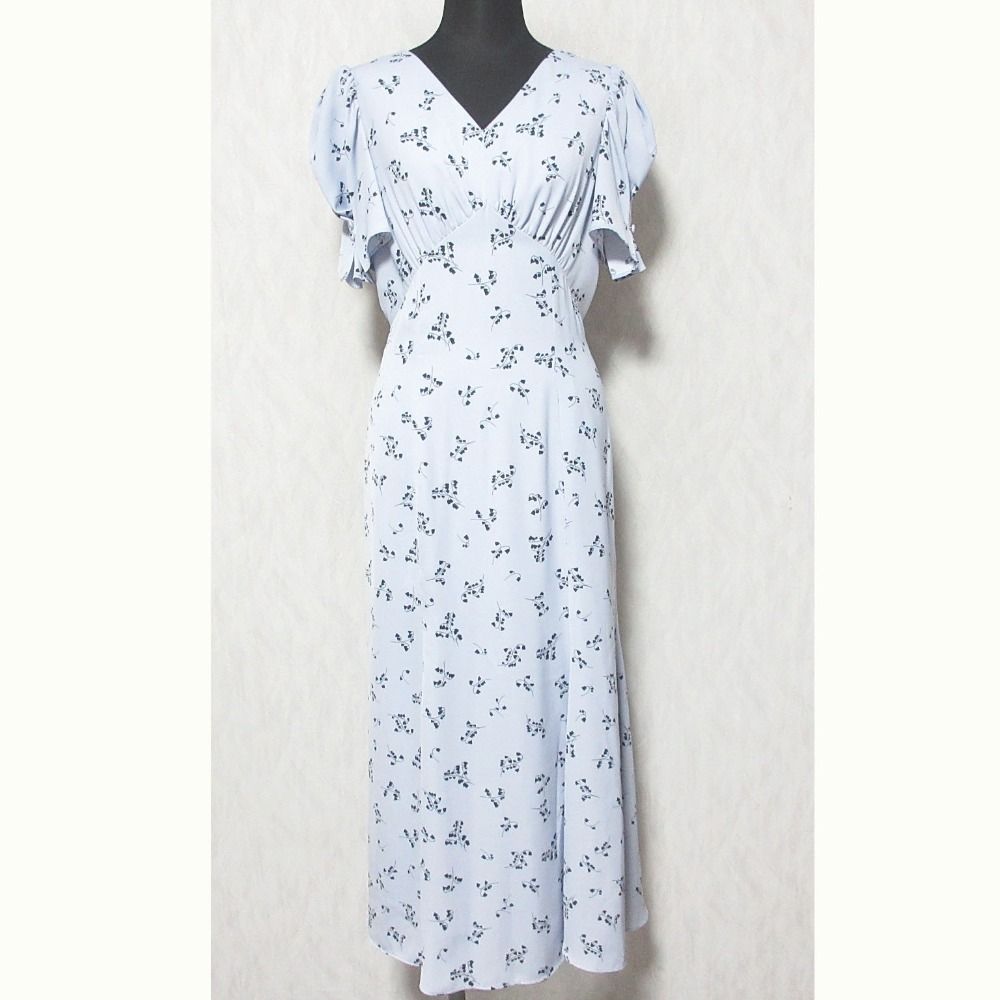 Herlipto ハーリップトゥ Muguet-Printed Mermaid Dress ワンピース 1241305050 サイズM ブルー レディース 古着