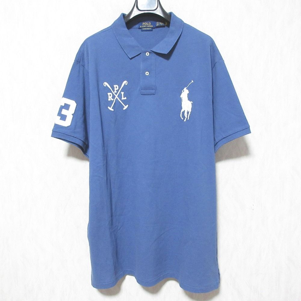 POLO RALPH LAUREN ポロラルフローレン ビッグポニー ショートスリーブ ポロシャツ サイズXXL ブルー メンズ 古着