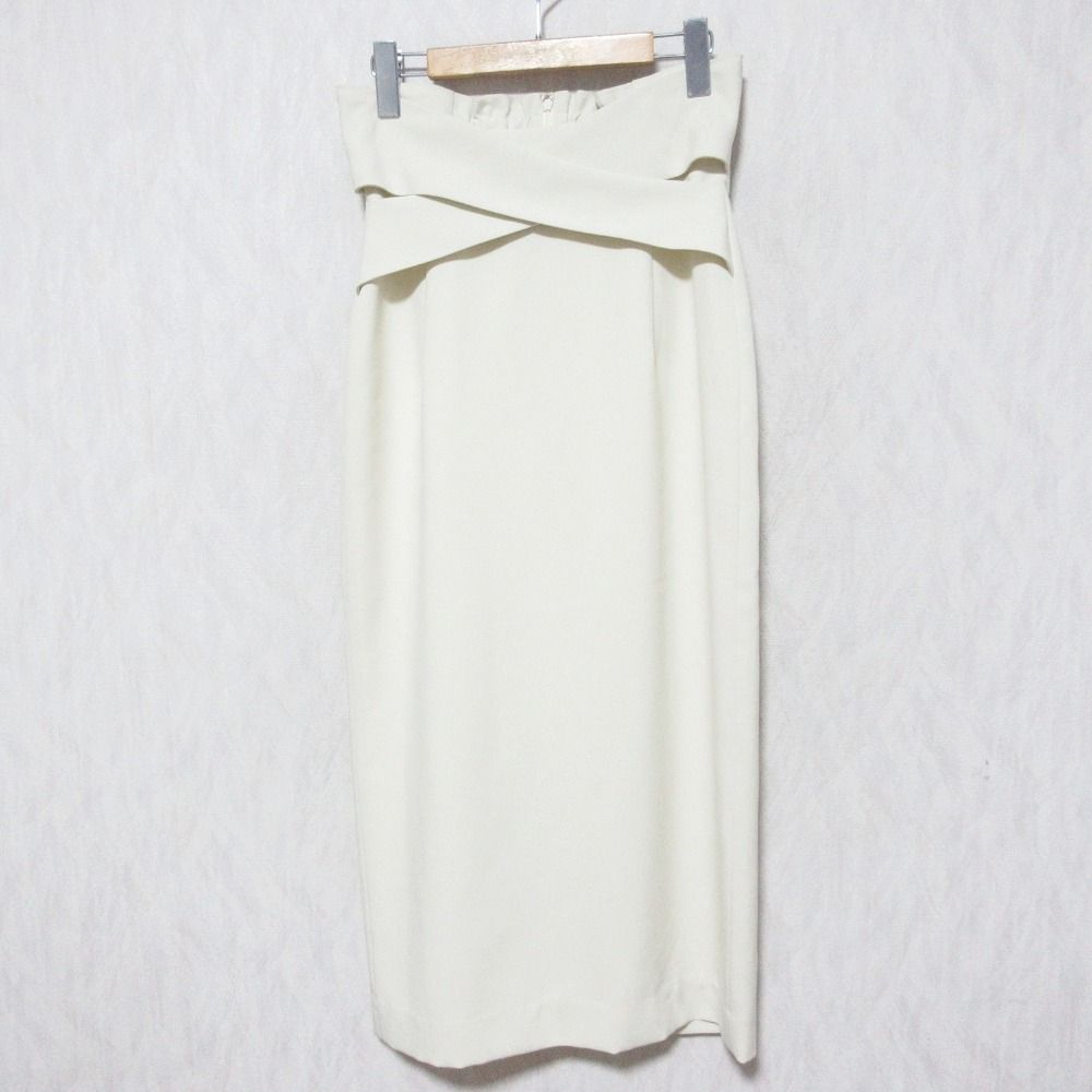 25SS CELFORD セルフォード ウエストクロスデザインタイトスカート CWFS25107 サイズ38 アイボリー レディース 古着
