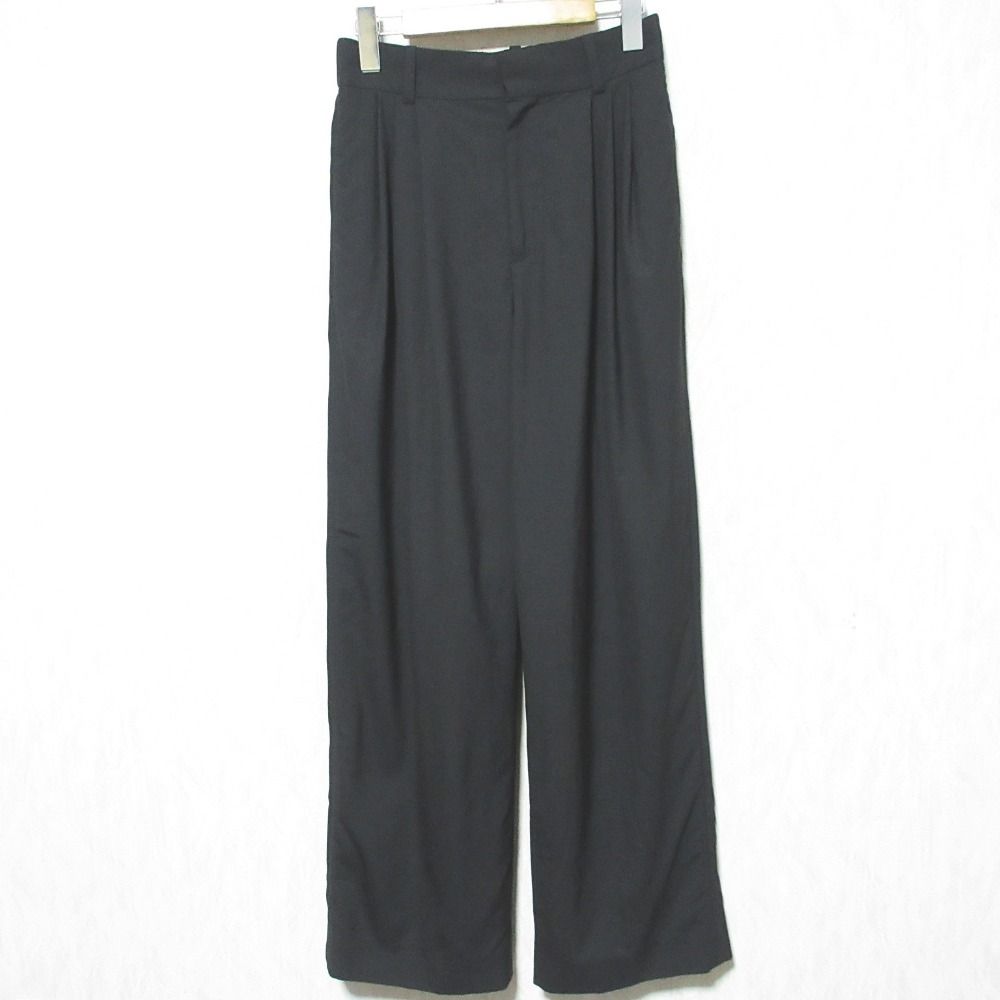23SS TOMORROWLAND .B トゥモローランドビー ウォッシャブルウール 3タックワイドパンツ 48-04-31-04012 34 ブラック レディース 古着