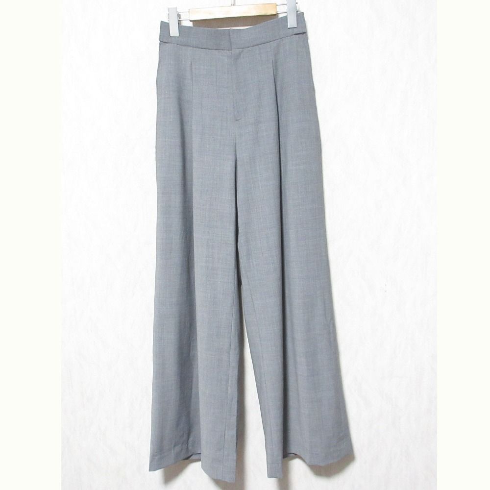 25SS sov ソブ ダブル クロージング グリーンウールワイドパンツ スラックス 0506200251 38 グレー レディース 古着
