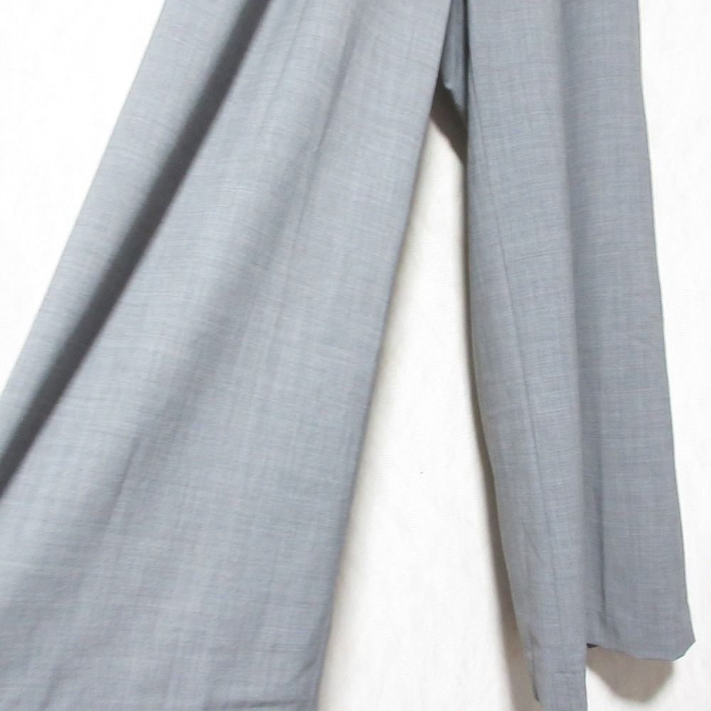 25 SS sov ソブ ダブル クロージング グリーンウールワイドパンツ スラックス 38 グレー レディース 古着 ワイドパンツ イージーパンツ パンツ