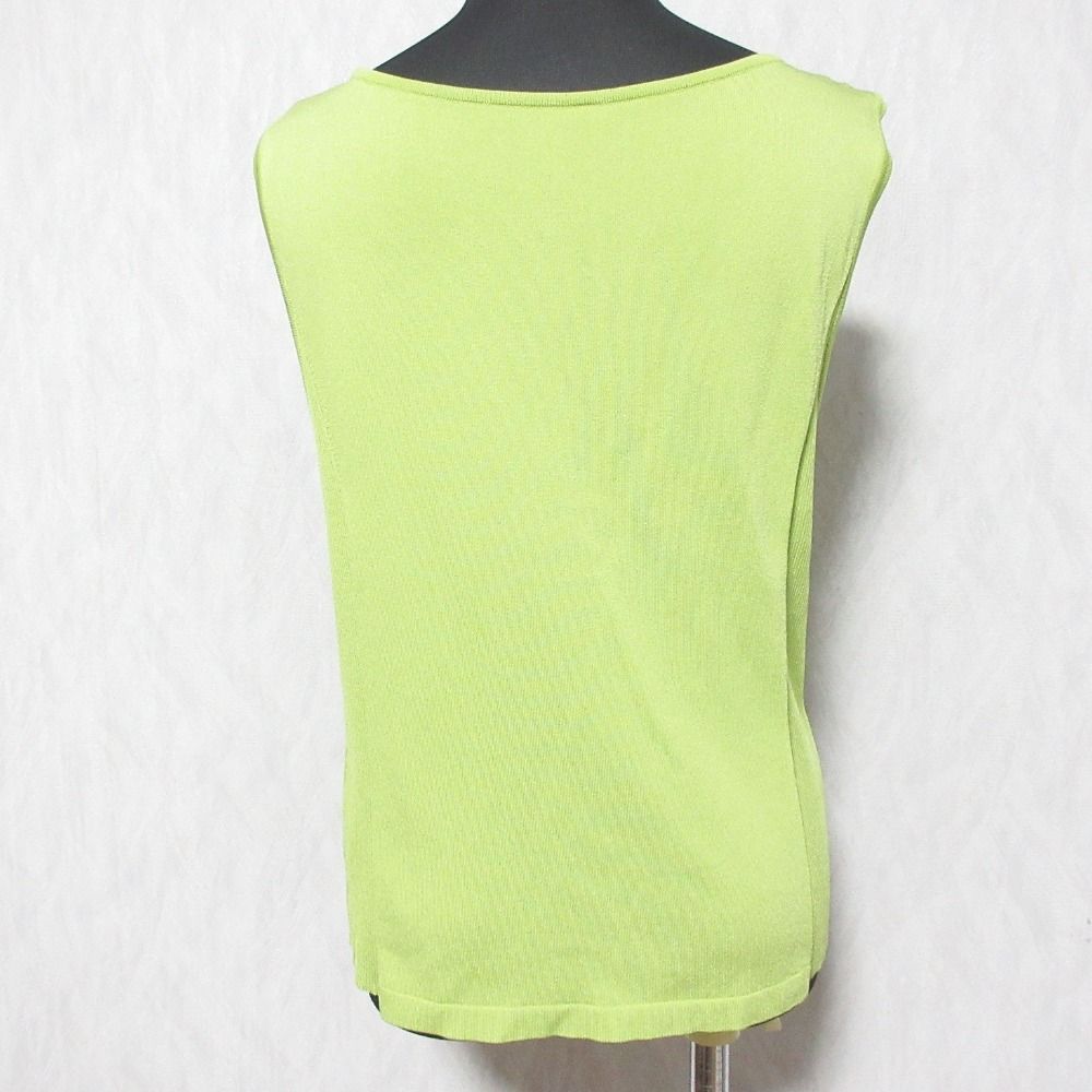 FOXEY フォクシー Knit Top Coolish サイドリブ タンクトップ ニット カットソー 42201 40 ピスタチオ レディース 古着